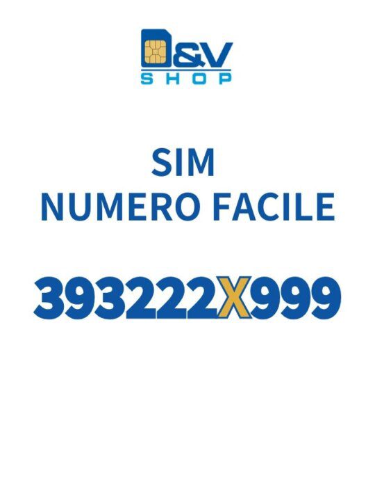 SIM Wind3 Numero Facile 393222X999 Da Attivare