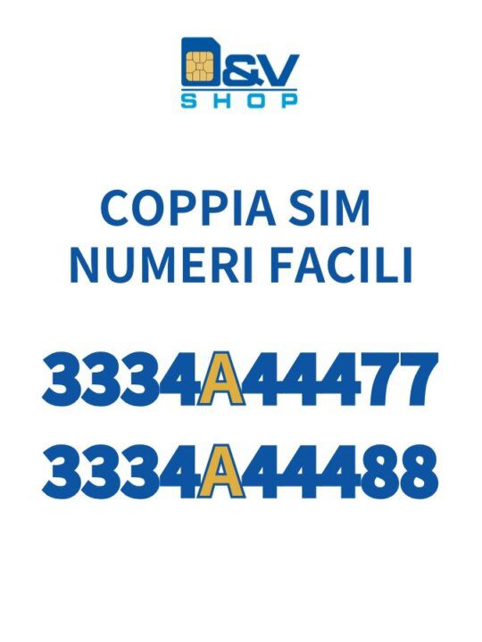 Coppia SIM Tim Numeri Facili 3334A44477 e 3334A44488 Da Attivare